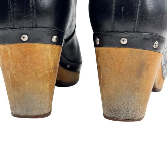 UGG Lynnea Shearling Lined Boot SZ 7 Women's Wood Clog Cuff Leather Pull On - Picture 12 of 16